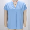 thumbnail image 6 of Perfectbot Women's V-Neck Satin Blouses - Short Sleeve Loose Fit Tops for Business Office， Sizes L-5XL, 6 of 7