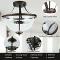 thumbnail image 3 of Depuley 3 Light Clear Glass Shade Ceiling Light Fixture Farmhouse Semi Flush Mount Ceiling Light  for Kitchen Bedroom Dining Entryway Hallway, E12 Socket Dark Brown, 3 of 9