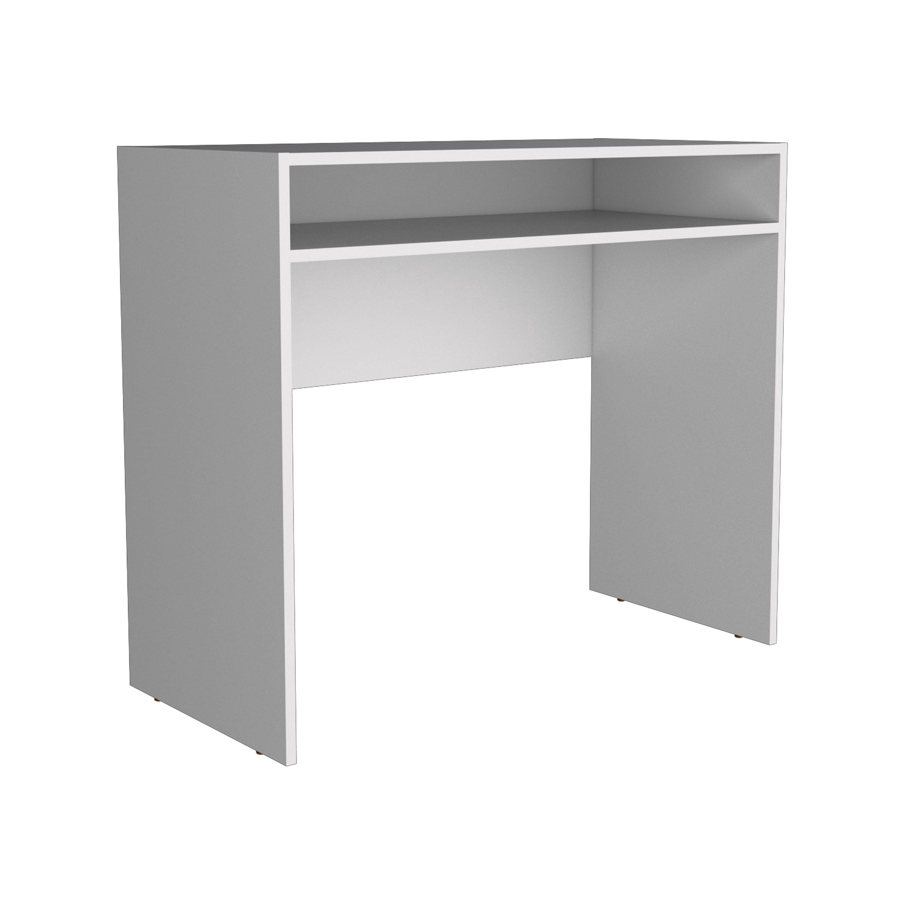 Writing Desk with Open Shelf, 35 in Wide Computer Desk, Modern Freestanding Rectangular Desk for Home Office, Bedroom, and Small Spaces