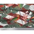 thumbnail image 2 of Soimoi Tissu Crêpe polyester Feuilles Tropicales, Rayures & Imprimé Perroquet 1 Yard 52 Pouces de Large, 2 of 3