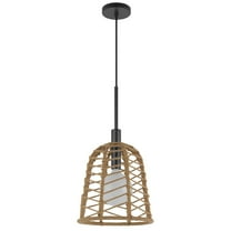 Cal Lighting Parkton 60W Metal Pendant With Burlap Roped Shade