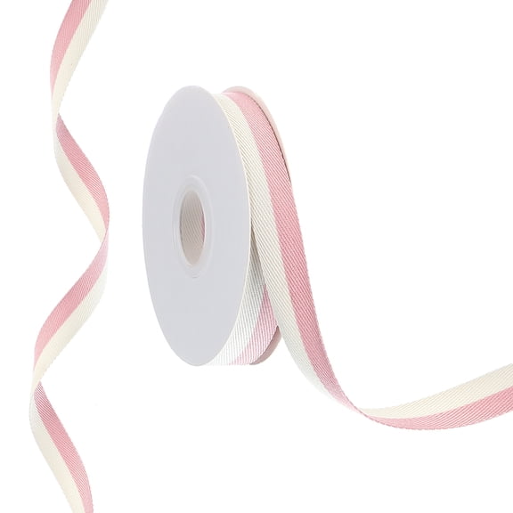 Uxcell 9.8 Yards x 0.6" Christmas Striped Ribbon, Ribbon Candy Ribbon Roll Fabric Wrapping Ribbon, Pink White