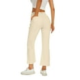 thumbnail image 5 of Women's flared cropped pants, jeans, mid waist cut, elastic ankle length, slim fit with pockets, 5 of 5