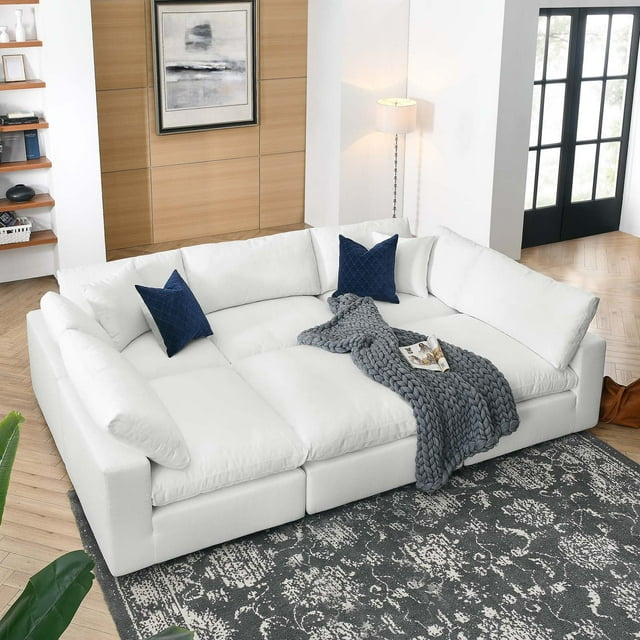 Modway Commix Canapé Sectionnel 6 Pcs Surrembourré Rempli de Duvet en Blanc Pur