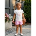 thumbnail image 4 of BemeyourBBs Kids Toddler Baby Girls Summer Clothes Infant Baby Girl Princess Castle Outfit Puff Short Sleeve Crew Neck Embroidery Flower Castle T-shirt With Plaid Shorts Set Summer Outfit, 4 of 9