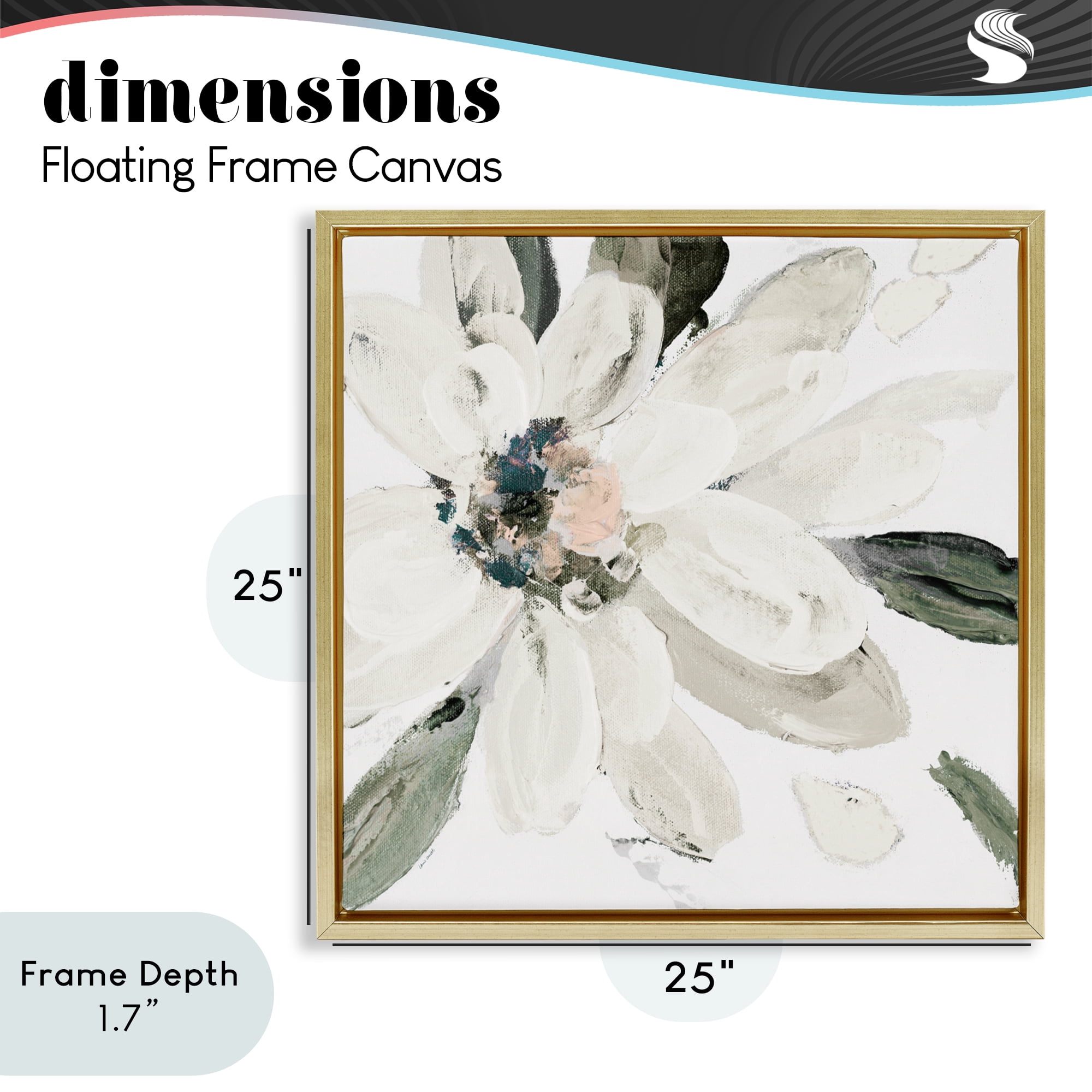 Stupell Industries Naturally Blooming White Flower Gold Framed Floater Canvas Wall Art, design by Lanie Loreth