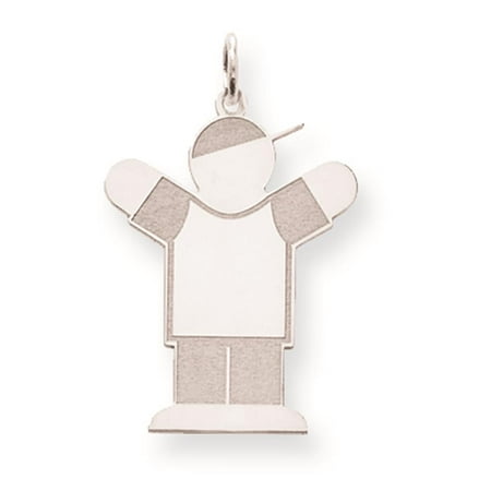 Sterling Silver Laser-cut Kid Solid Engravable Charm Pendant