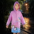 thumbnail image 5 of Puddle Play Kids Waterproof Rain Slicker Jacket, Pink Unicorn & Stars Design, Hooded with Snap Closure – Lightweight Girls Raincoat, Size 6-7 Years, 5 of 6