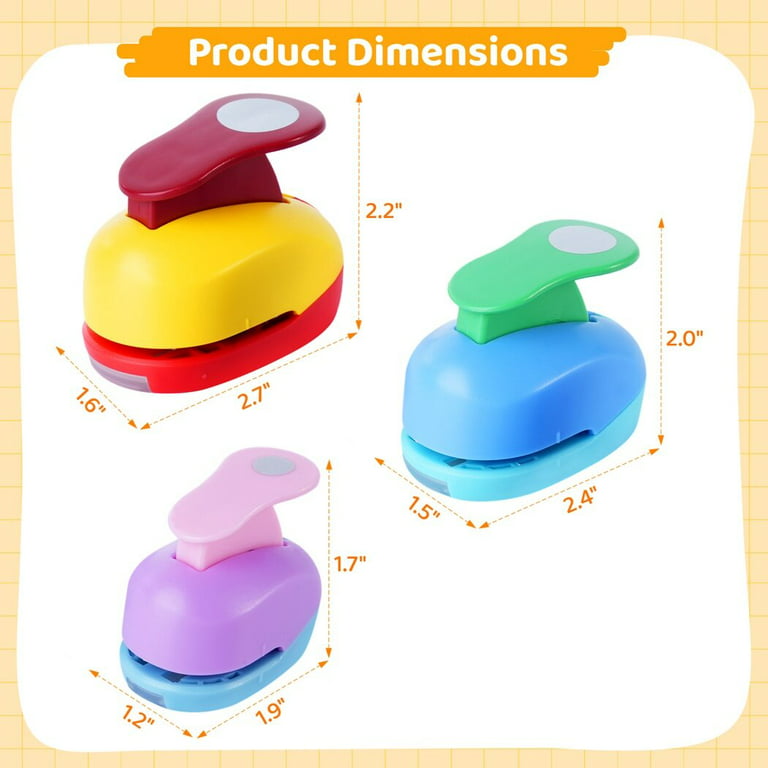 Circle Punch 3/8+5/8+1 inch Craft Lever Punch Circle Shape Lever Punch Handmade Paper Punch Candy Color by Random 3/8+5/8+1 inch(8mm+16mm+25.4mm)