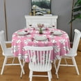 thumbnail image 2 of Pink Bows and Baseballs Pattern Round Tablecloth 60"x60",Wrinkle Wipeable Table Cloth for Kitchen Dining Room Picnic Patio Party, 2 of 6