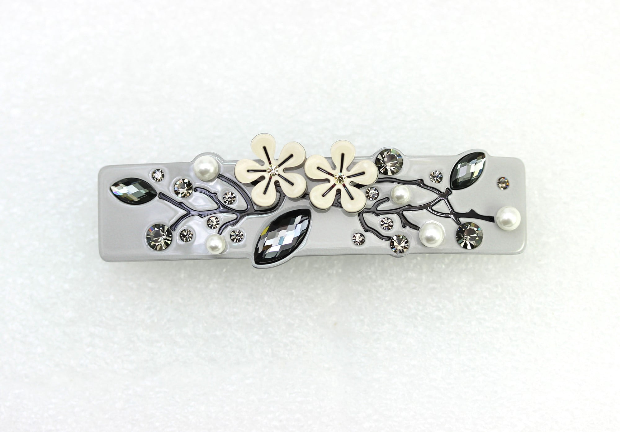 Faship Premium  Black Cellulose Acetate Floral Art Deco Hair Claws Clips