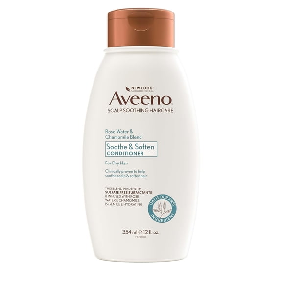 Aveeno Rose Water and Chamomile Blend Soothe & Soften Conditioner, 12 fl oz