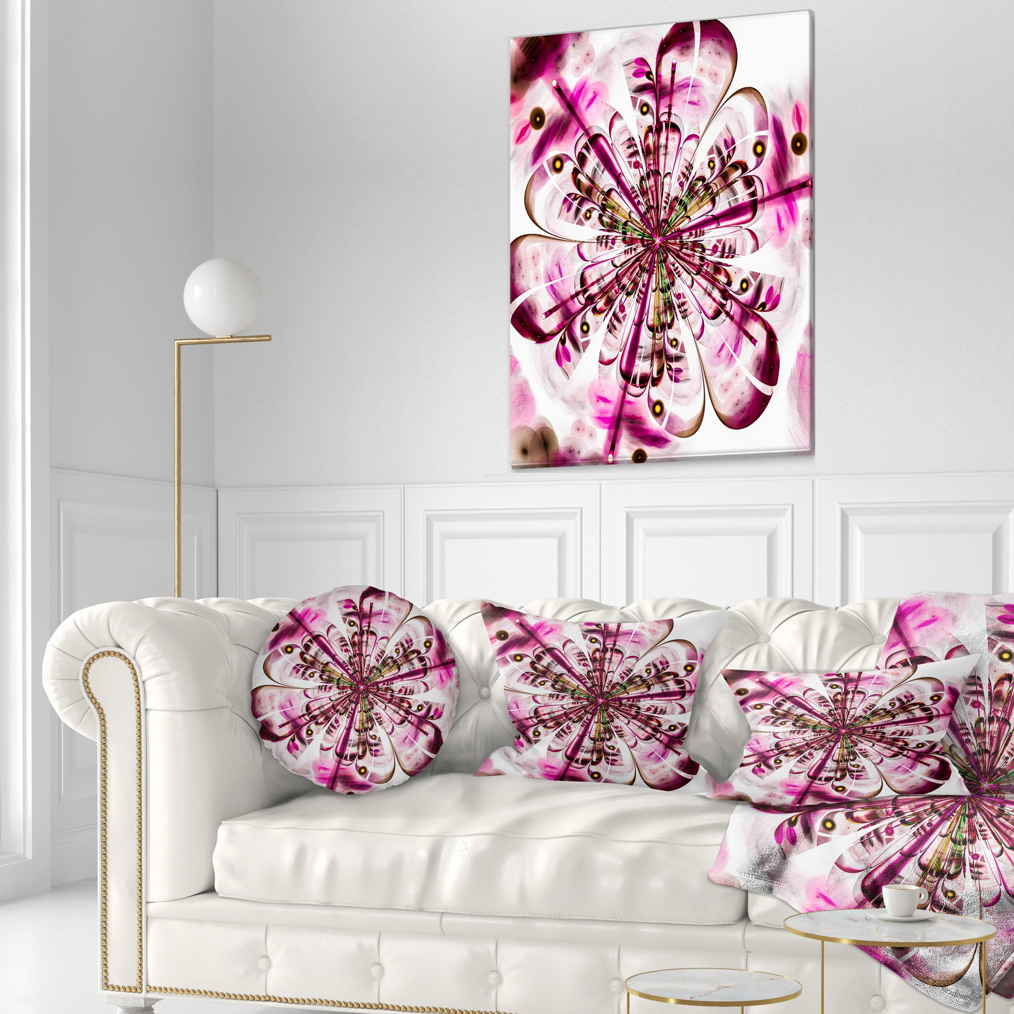 Designart Perfect Digital Flower Art in Dark Pink - Floral Throw Pillow - 12x20