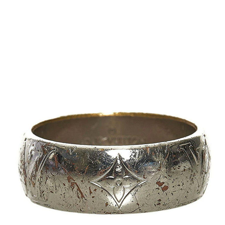Louis Vuitton Monogram Signet Ring, Silver, M