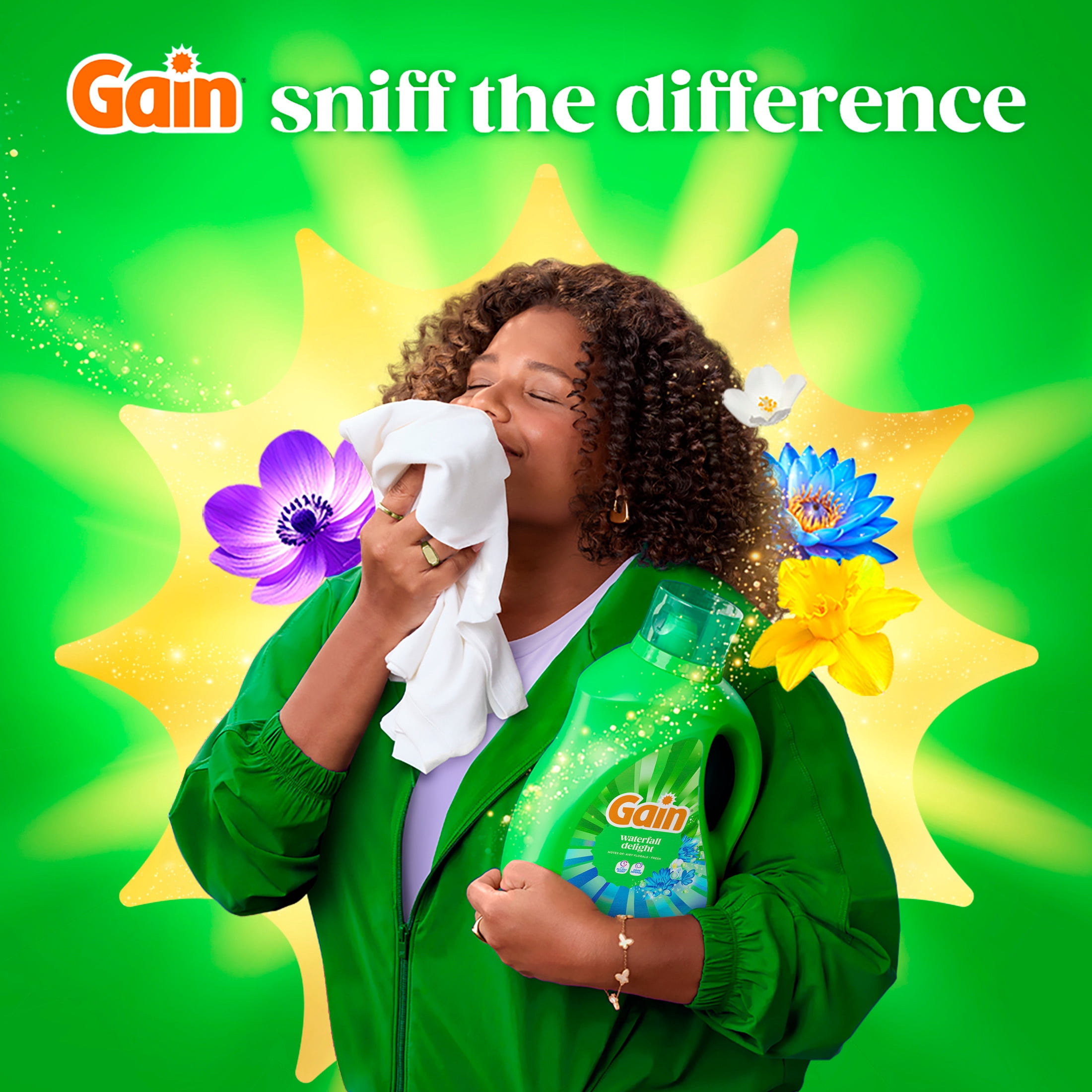 Gain Laundry Detergent Liquid, Now with Odor Defense, Waterfall Delight Scent, 177 fl oz, 134 Loads