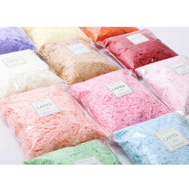 facefd Colored Shredded Crinkle Lafite Paper Raffia Filler Confetti Gift Box Birthday Filling Home Material Packaging Blue