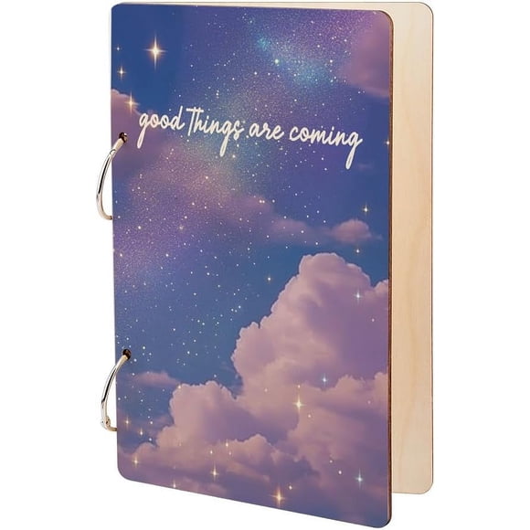Good Things Are Coming Greeting Card Holder Organizer Dreamy Cloud Wooden Card Keeper Binder Birthday Cards Keeper Photo Album Cover Graduation Wedding Planner Journal Keepsake Gifts