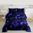thumbnail image 2 of Manfei Black Blue Square Full Size Comforter Sets for Boys, Rectangle Geometric Bedding Comforter Set, Futuristic Abstract Reversible Bedding Sets, Lightweight Room Decor, 3 Pieces, 2 of 8