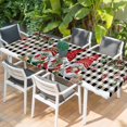 thumbnail image 2 of Plaid Gnomes Christmas Table Cloths for 8 Foot Rectangle Tables, Xmas Ball Gifts Snowflake Patio Waterproof Elastic Fitted Tablecloths, Washable Rectangular Table Cover for Camping, 2 of 8