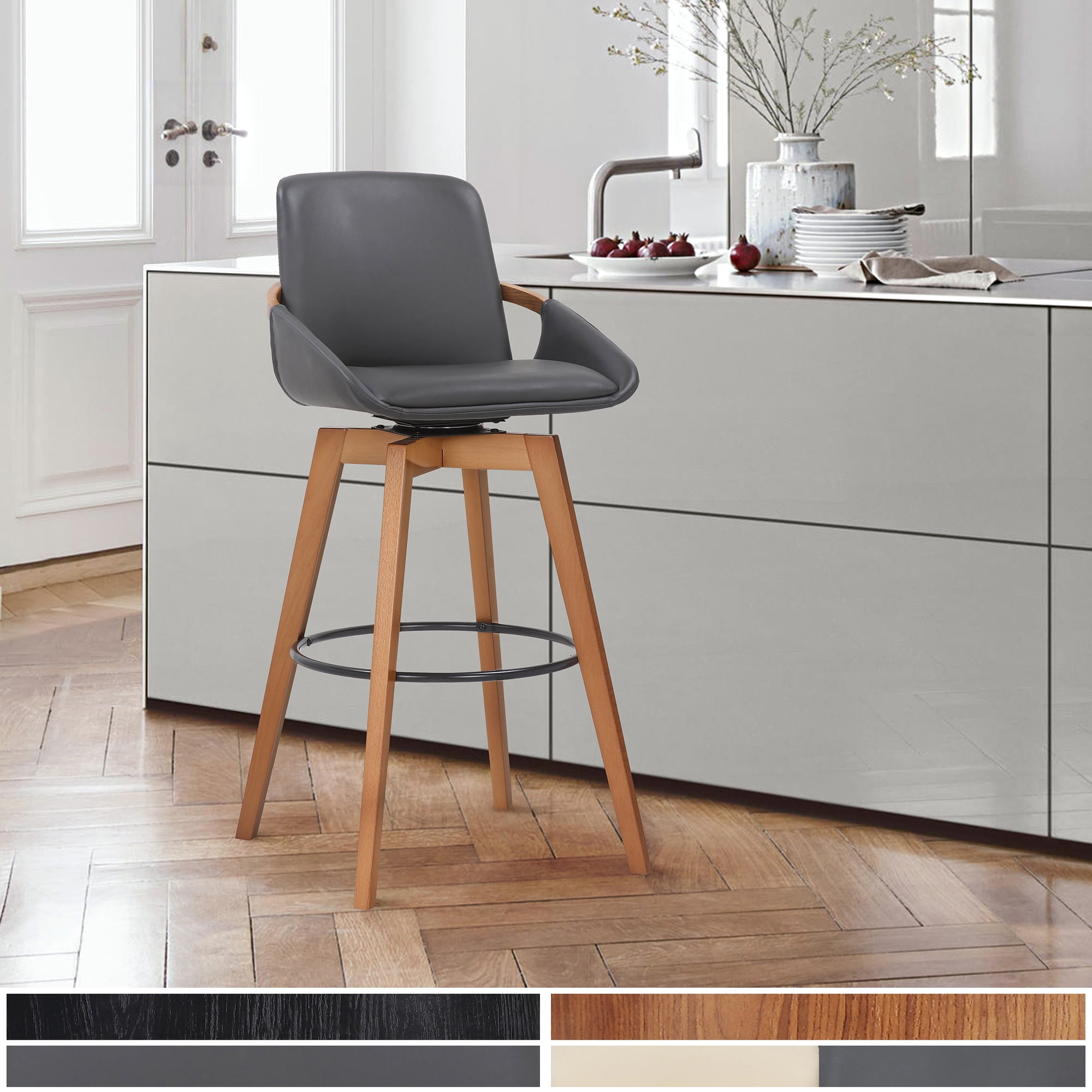 gray wood swivel bar stools