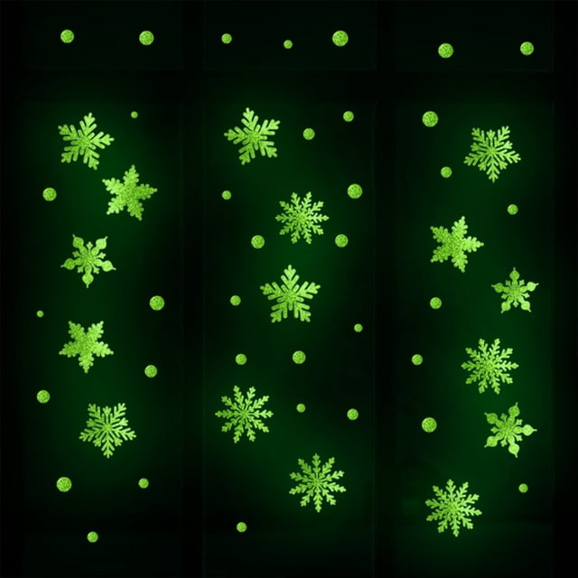 Pegatinas Decorativas Navideñas de Copos de Nieve Que Brillan En La Oscuridad | Material: Pvc | Color: Verde | 20 X 20 X 0,1 Cm | Peso: 20 G | Paquete de 1
