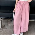 thumbnail image 6 of ZACPNCV Girls Wide Leg Pants Casual Flowy Elastic Waist Palazzo Harem Trousers with Pockets Pink 12-13 Years, 6 of 9