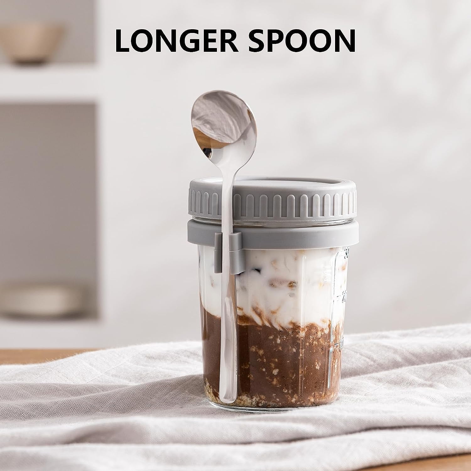 Hoa Kinh Overnight Oats Containers with Lids and Spoon 16oz 4 Pack Glass  Mason J