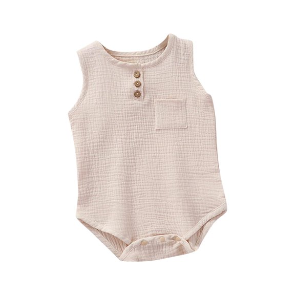 FFENYAN Summer Infant Sleeveless Cotton Bodysuit - Breathable Solid Color Romper for 0-24 Months - Ideal for Crawling, Playdates and Outdoor Fun