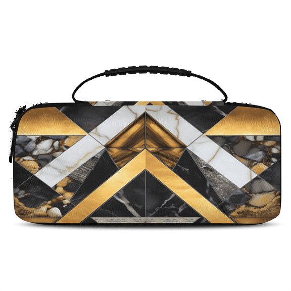 Herdesigns Gold Black Marble Geometric Carrying Case for Nintendo Switch 2 with 20 Game Card Slots, Portable Travel Carry Case for Accessories and Console