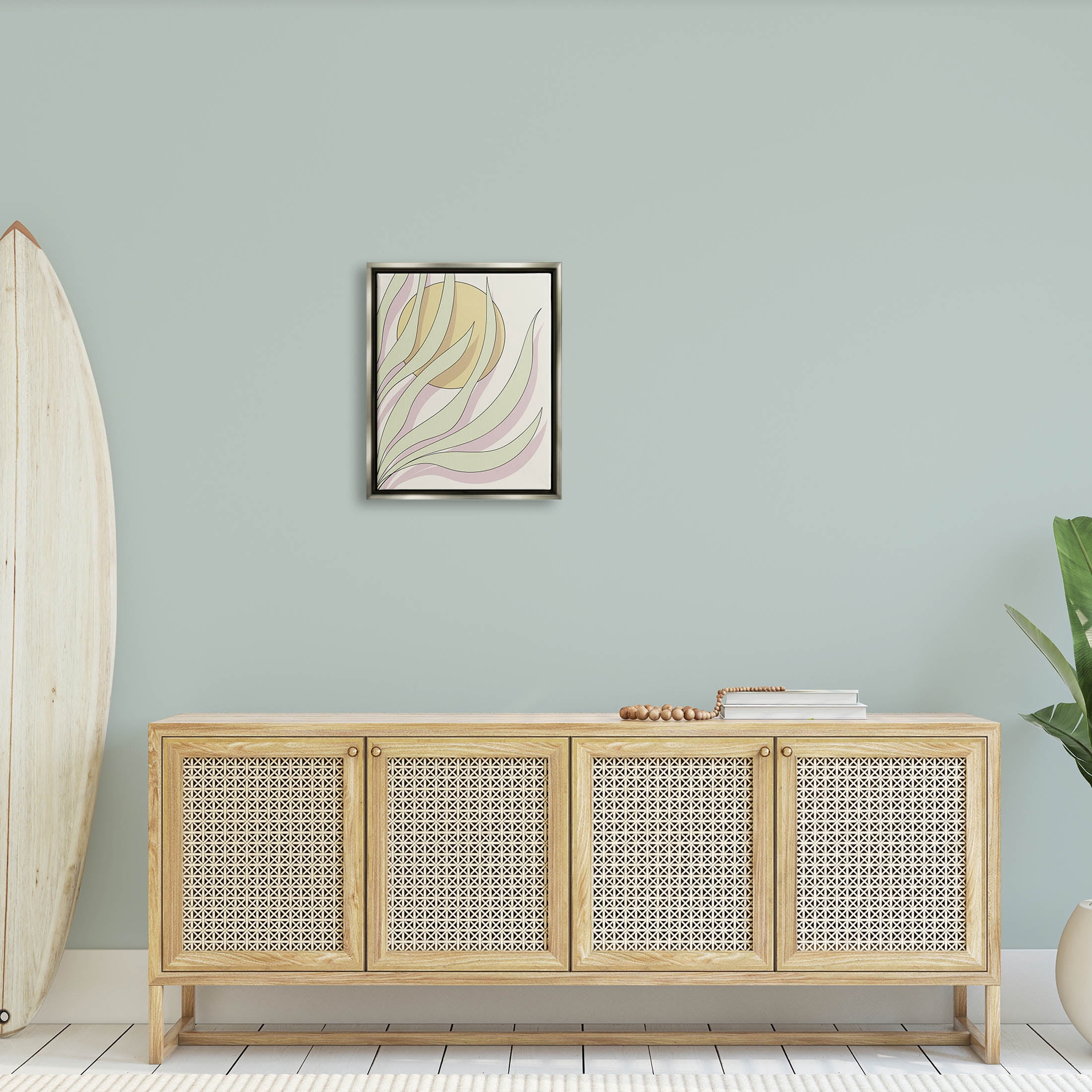 Contemporary Tropical Plant Leaves Botanical & Floral Graphic Art Luster Gray Framed Art Print Wall Art