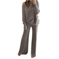 thumbnail image 2 of Gaecuw Womens Lounge Sets 2 Piece Outfits Wide Leg Solid Sweatsuits Cotton Linen Jogger Sets Short Sleeve Cropped Tops Pant Tracksuits Casual Activewear Yoga Outfits Gray S, 2 of 5