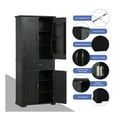 thumbnail image 3 of GDF Studio Bathroom Storage Cabinet with Doors and Drawer, Adjustable Shelf and Storage Rack, Black, 3 of 8