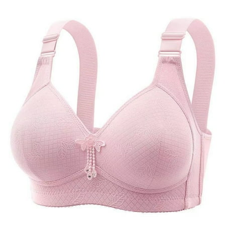 Up to 60% off Wireless Bra  Women s Non-steel Lace Stitching Comfortable And Breathable Gathered Adjustable Bra Underwear(Pink 44)