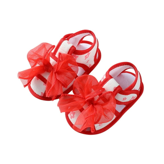 Baby Girls Sandals Summer Shoes Outdoor First Walker for Newborn Toddler Girls Crib Cute Bow Knot Shoes with Headband 0-18 M
