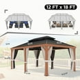 thumbnail image 6 of COOS BAY 12x18 Outdoor Hardtop Gazebo, Wood Grain Aluminum Frame, Double Galvanized Steel Roof Permanant Metal Pavilion with Nettings and Curtains for Patio, Deck and Backyard, 6 of 7