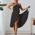 thumbnail image 4 of Ladies Sling Midi Dress Asymmetric Solid Color Slim Fit Backless Vacation Outfit, 4 of 7