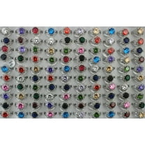 K-KED Wholesale 32pcs Mixed Lots Silver P Lady's Round Cubic Zirconia Rhinestone Rings