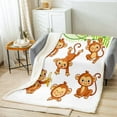 thumbnail image 2 of Kids Cute Monkeys Fleece Throw Blanket Cartoon Monkey Banana Decor Sherpa Blanket Boys Girls Wild Animal Pattern Plush Blanket Natural Wildlife Fuzzy Blanket for Sofa Bed Couch,Throw 50x60 Inch, 2 of 6