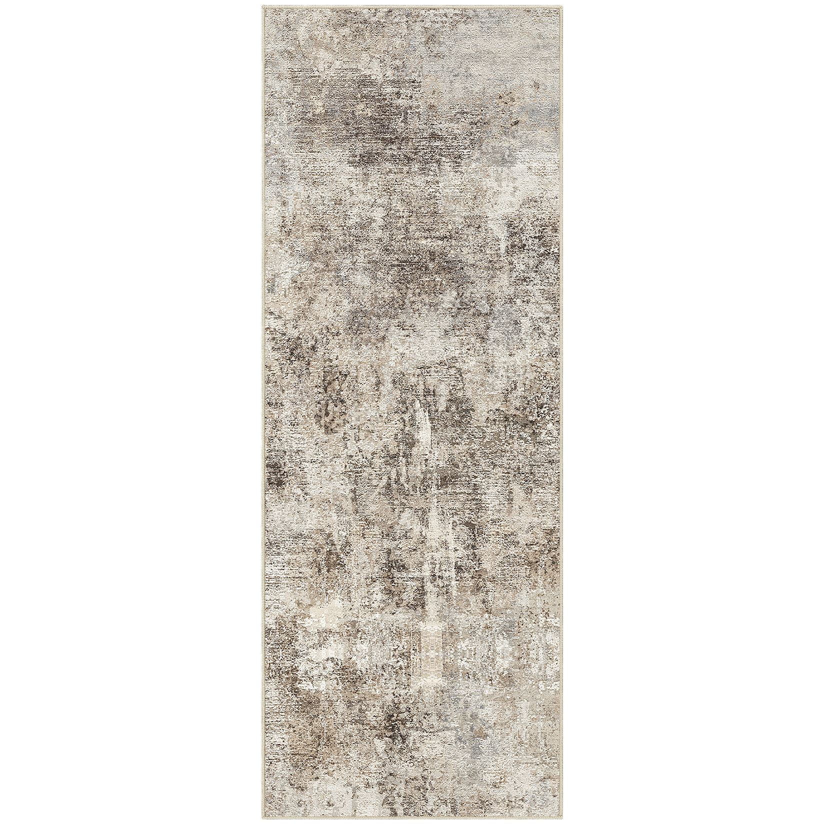 UERMEI 2x6 Washable Runner Rugs for Hallway, Modern Abstract Non Slip Indoor Rug for Entryway Doormats Bedroom Kitchen, Vacuum-Friendly Home Decor Carpet, Dark Brown