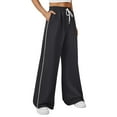 thumbnail image 4 of Womens Sweatpants Stripe Patchwork Loose Multi Use Sport Casual Wide Leg Sweatpants Women Black L, 4 of 8