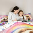 thumbnail image 5 of Castle Fairy Preppy Cartoon Sloth Twin Comforter Sets,Kawaii Rainbow Animal Bedding Set, 5 of 8