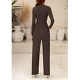thumbnail image 3 of PRETTYGARDEN Womens Jumpsuit Dressy Casual Spring Fall Fashion One Piece Outfits Long Sleeve Mock Neck Wide Leg Pants Rompers, 3 of 8