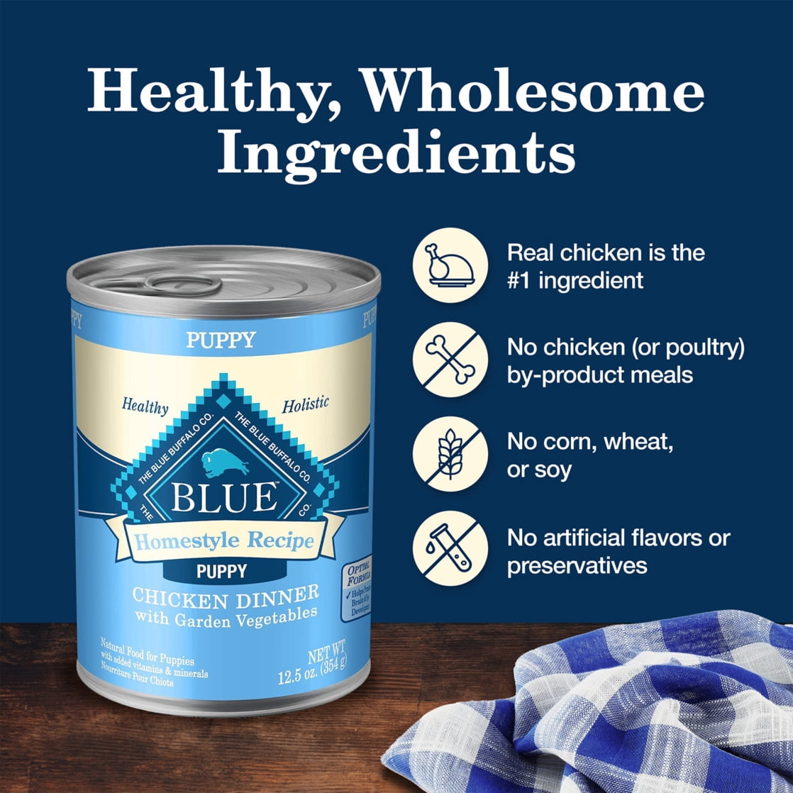 Blue Buffalo Homestyle Recipe Chicken Pate Wet Dog Food for Puppies, Whole Grain, 12.5 oz. Can