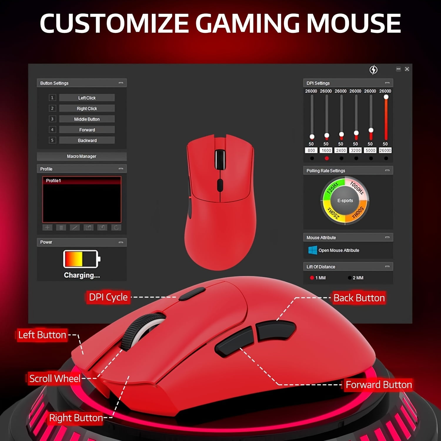 ATTACK SHARK R1 SUPERLIGHT Mouse with Tape, PixArt PAW3311 Gaming Sensor, BT/2.4G Wireless/Wired Gaming Mouse, 6 Adjustable DPI up to 18000, 65 Hrs Battery, Office Mice for Win11/Xbox/PS/Mac