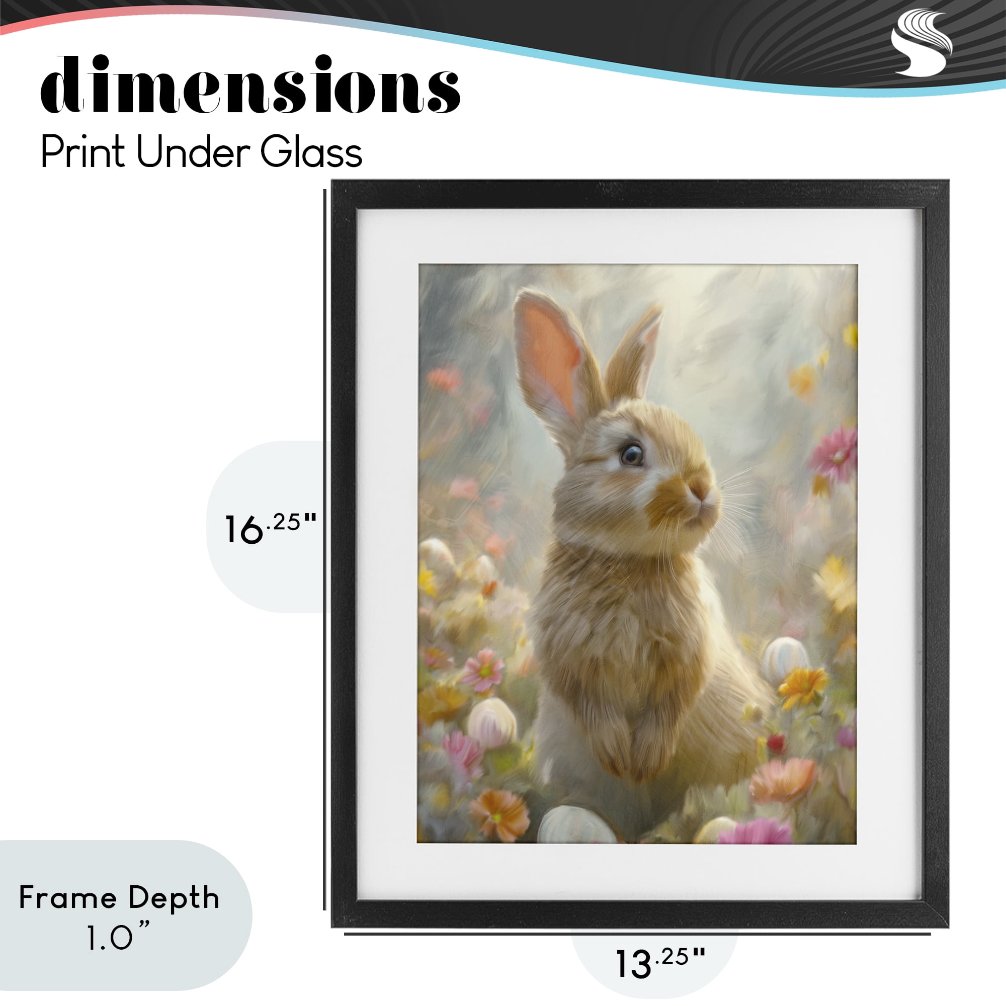Stupell Industries Bunny Dreams Meadow Black Framed Print Under Glass, design by Kim Allen