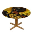 thumbnail image 3 of PIKWEEK Sunflower Gifts Sunflowers with Butterfly Yellow Botanical Nature Garden Flowers with Elastic Edge Round Tablecloth White, 3 of 8