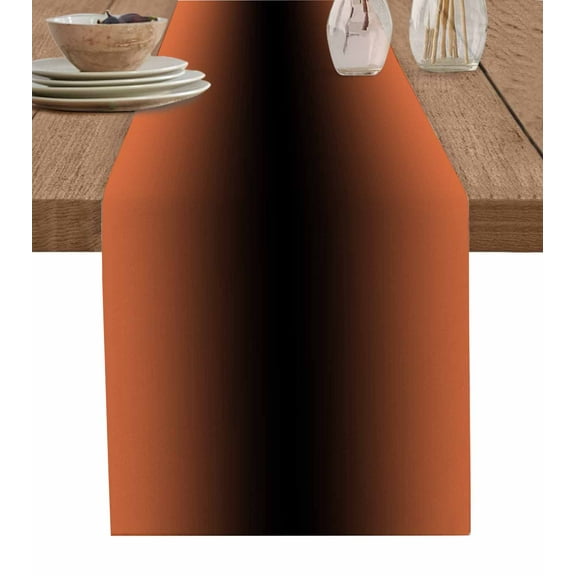 Orange Black Ombre Table Runner Modern Gradient Abstract Art Tablerunners 13 x 90 Inch, Table Decorations Tabletop Scarf for Summer Gathering Holiday Farmhouse Kitchen Dining Decor