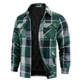 thumbnail image 3 of UVEASISHA Mens Flannel Shirt Jacket with Quilted Lined Long Sleeve Plaid Shacket Button Down Casual Winter Coats Thick Warm Outerwear with Pockets Green XL, 3 of 7