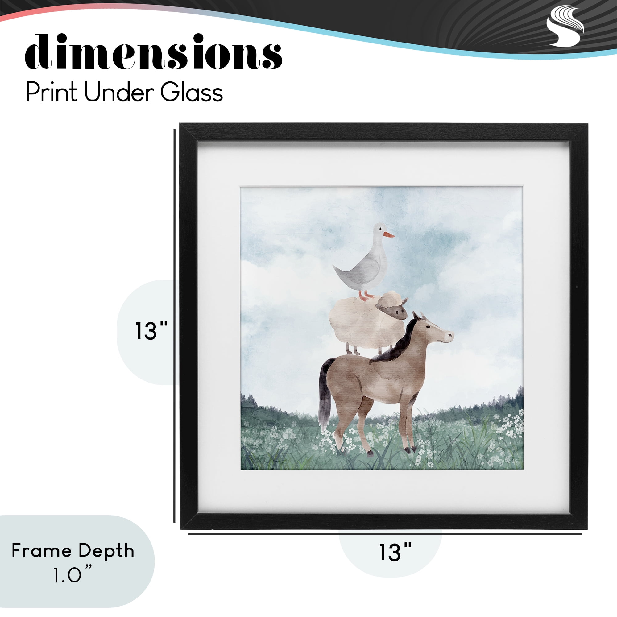 Stupell Industries Muted Blue Sky Farm Black Framed Print Under Glass, design by Kim Allen