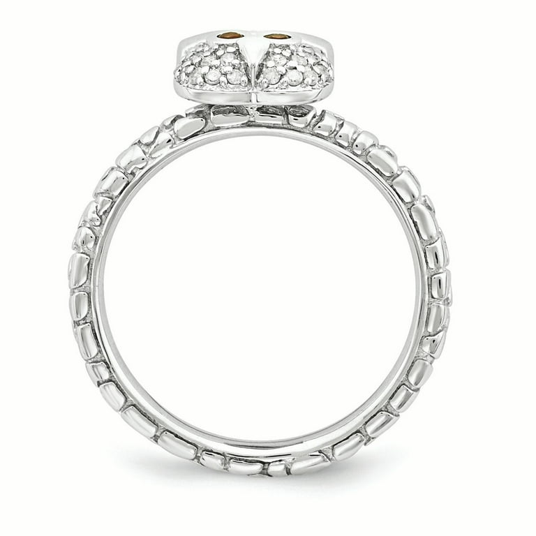 Sterling Silver Stackable Expressions Garnet & Diamond Owl Ring Sterling Silver Stackable Expressions Garnet & Diamond Owl Ring